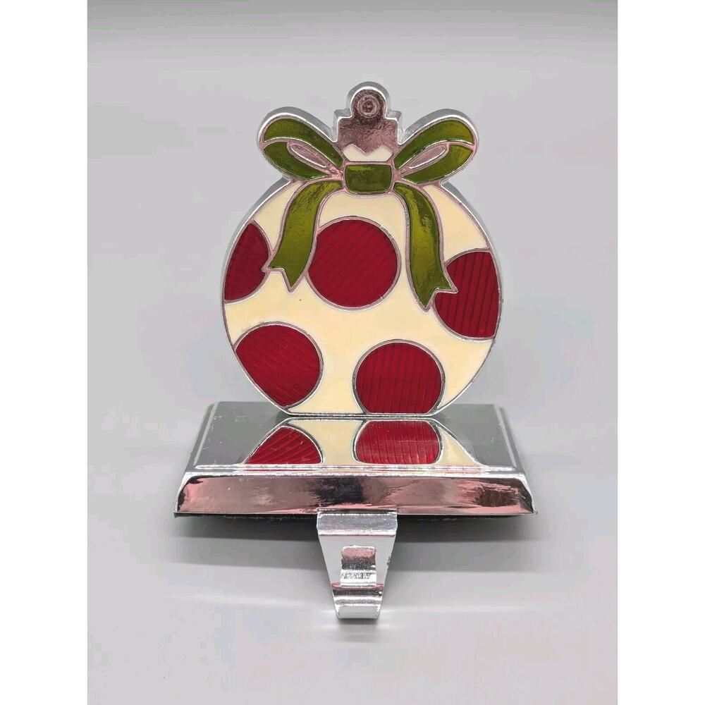 Metal Painted Holiday Christmas Ornament Bulb Stocking Holder Mantle